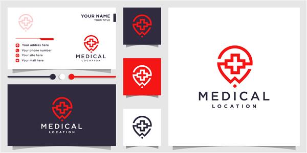 لوگوی پزشکی با وکتور ممتاز محل سکونت و طراحی کارت ویزیت