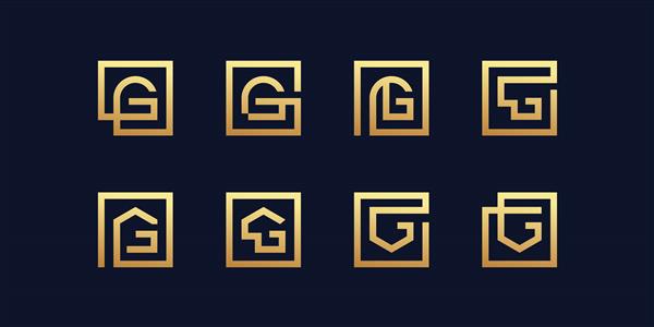 مجموعه مجموعه آرم حرف g با وکتور ممتاز به سبک طلایی