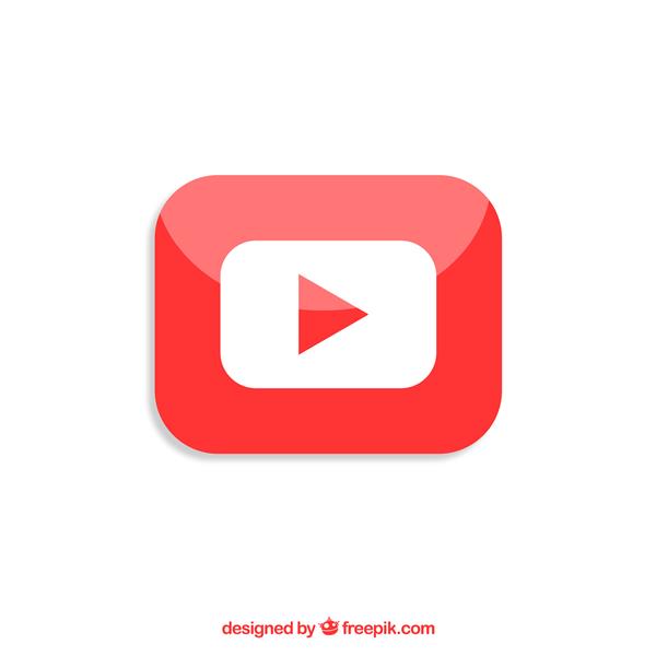 نماد پخش کننده یوتیوب با طراحی مسطح
