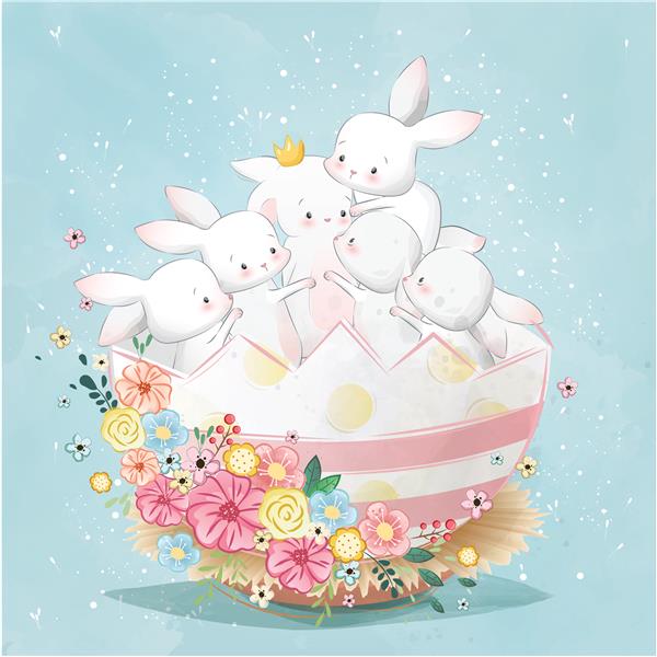 خرگوش های عید پاک در تخم مرغ