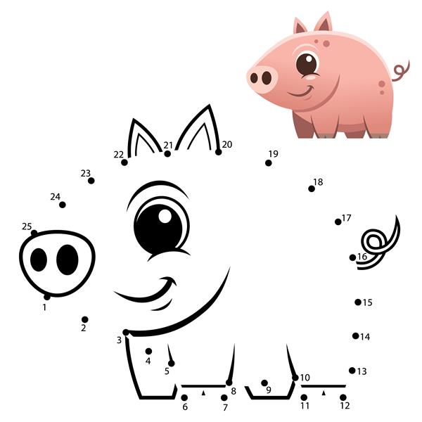 بازی آموزش اعداد بازی نقطه به نقطه کارتون خوک