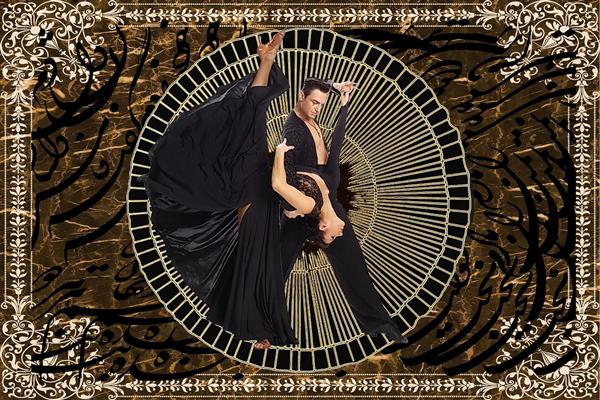 رقص زوج لباس مشکی زمینه دایره دیجیتال آرت اثر ساناز ملکی