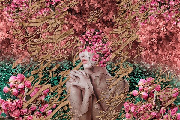 دختر مو گلی زیبا دیجیتال آرت اثر ساناز ملکی