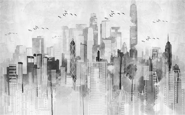 پوستر سیاه و سفید آسمانخراش های نیویورک