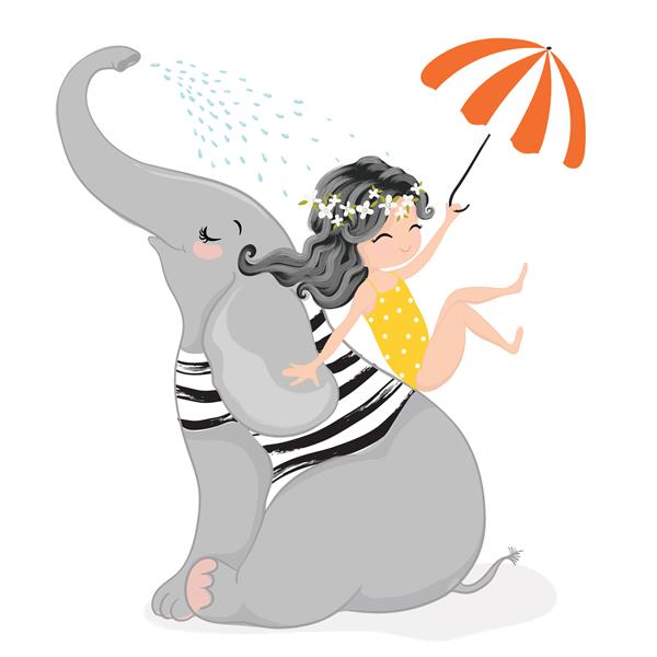 دختر ناز با فیل دوست داشتنی