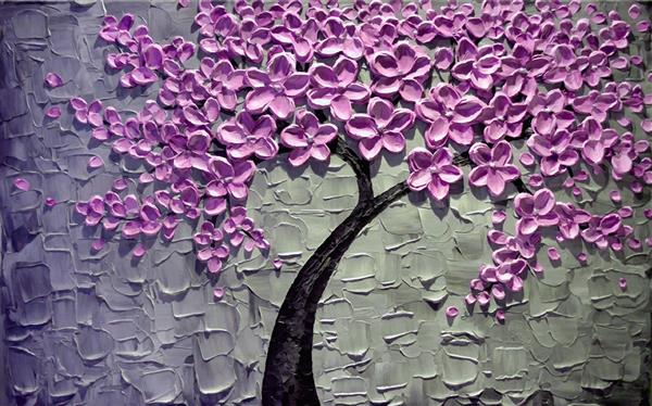 کاغذ دیواری سه بعدی گل گلدان درختی پرنده