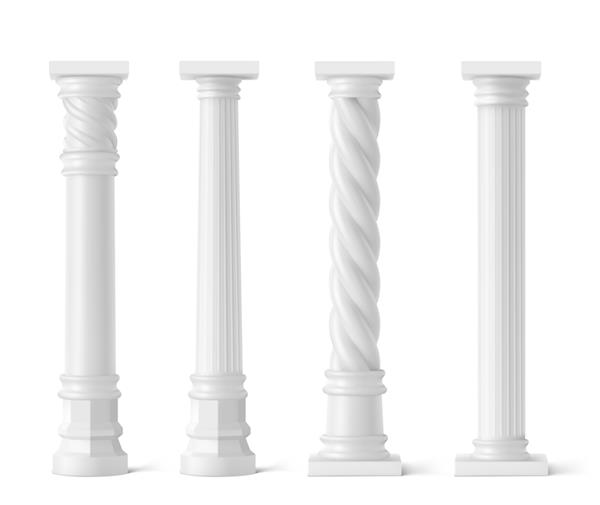 ستون های عتیقه ایزوله شده روی سفید