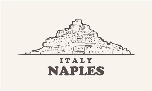 تصویر طراحی دستی طراحی منظره شهری ناپل در ایتالیا