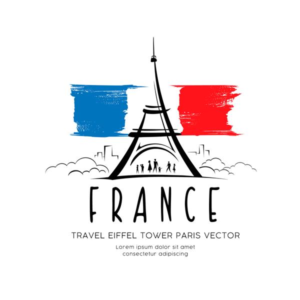 تصویر پس زمینه طرح وکتور طراحی پرچم برج ایفل فرانسه