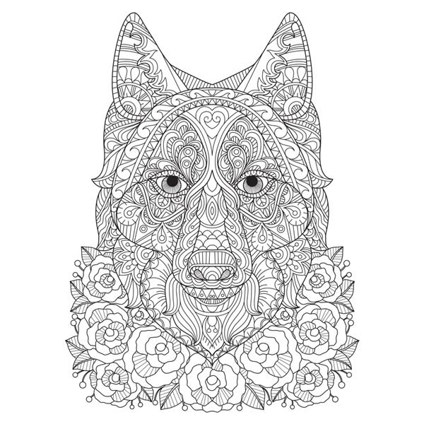 تصویر طراحی شده با دست از روباه و گل رز