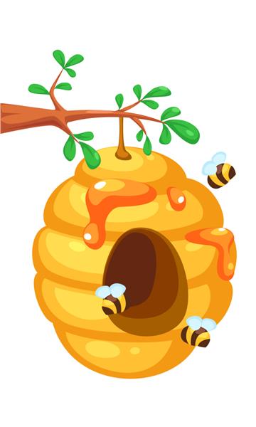 کارتون کندو زنبور عسل روی درخت