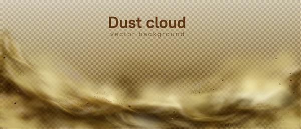 پس زمینه طوفان شن صحرا ابر گرد و غبار قهوه ای روی شفاف