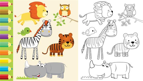 کارتون کتاب رنگ آمیزی با گروه حیوانات