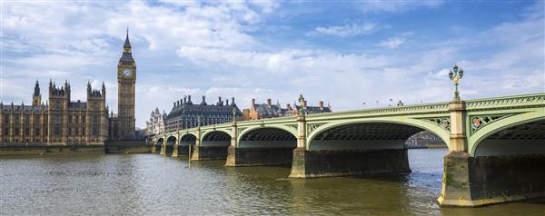 نمای پانوراما از بیگ بن و پل لندن انگلستان