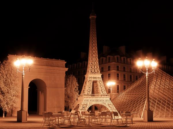 پس زمینه مکان های دیدنی پاریس رندر سه بعدی با کیفیت بالا