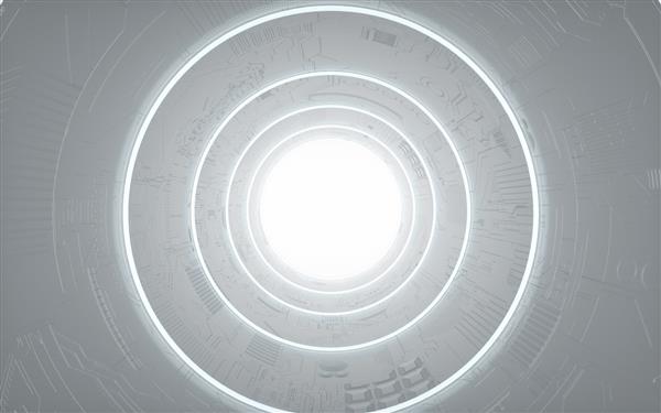 Cinema 4d رندر پس زمینه دایره ای با نورهای سفید برای ماکت نمایش