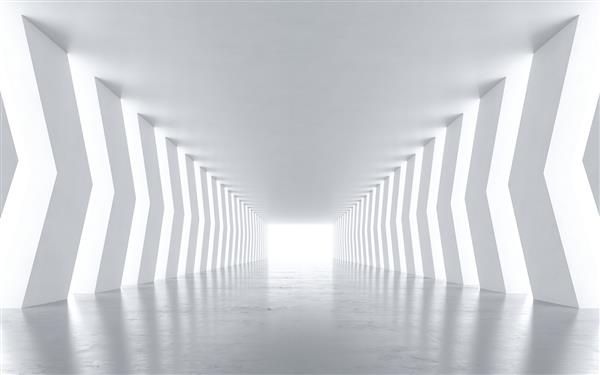 تونل انتزاعی سفید رندر سه بعدی