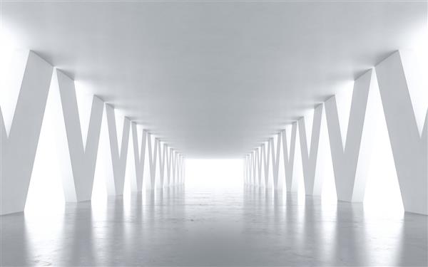 تونل انتزاعی سفید رندر سه بعدی