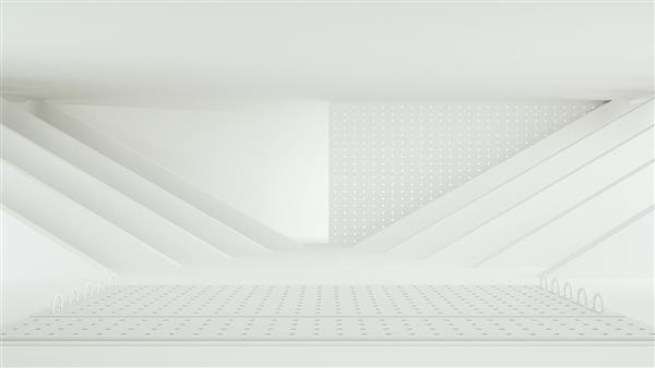 رندر خالی راهرو یا طراحی داخلی ساختمان با افکت نور