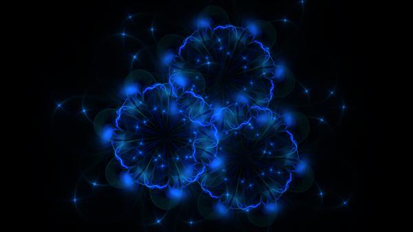 گل سه بعدی انتزاعی زیبا گلبرگ های گل درخشان در پس زمینه سیاه رندر سه بعدی