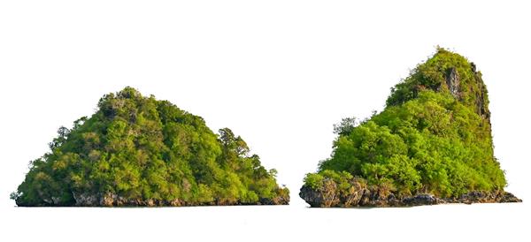 جدا این جزیره در وسط دریا سبز پس زمینه سفید جدا از پس زمینه