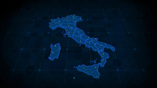 نقشه ایتالیا به سبک گرافیکی روشن شده است