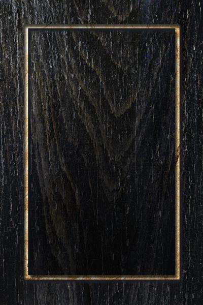 قاب مستطیل در زمینه بافت چوب سیاه