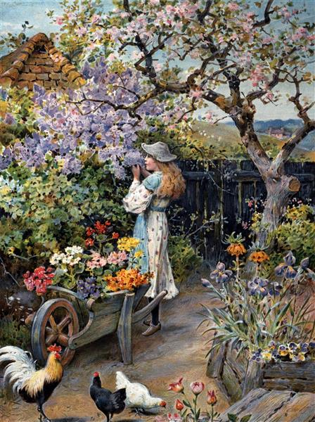 باغ کلبه انگلیسی نقاشی اثر ویلیام استیون کلمن