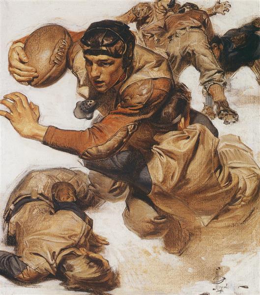 نقاشی تکل بازیکن راگبی اثر جوزف کریستین لیندکر