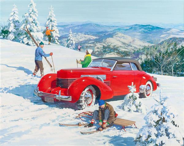 نقاشی اسکی بازان پیشگام آمریکایی اثر هری اندرسون