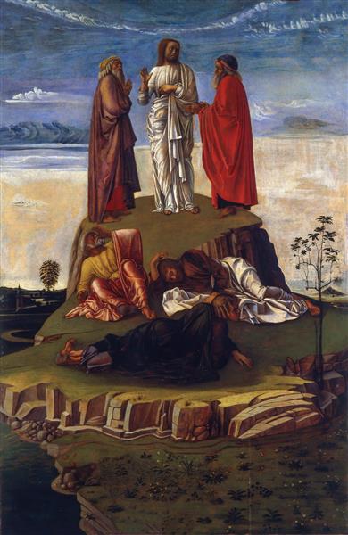 عروج مسیح در کوه تابور نقاشی اثر جیووانی بلینی 
