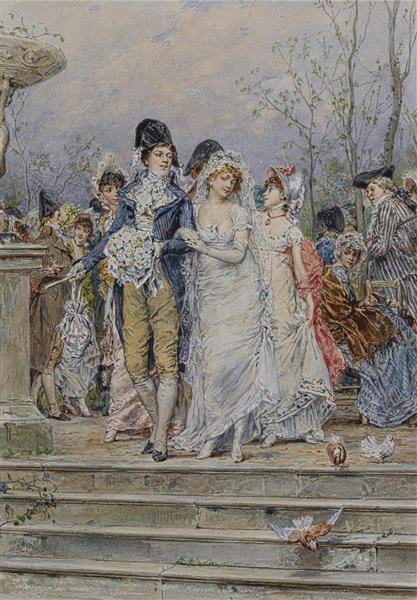 نقاشی زوج عروس و داماد اثر فردریک هندریک کامرر 