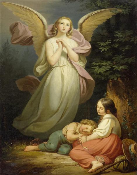 فرشته نگهبان با کودکان نقاشی اثر پل ملکیور فون دشواندن