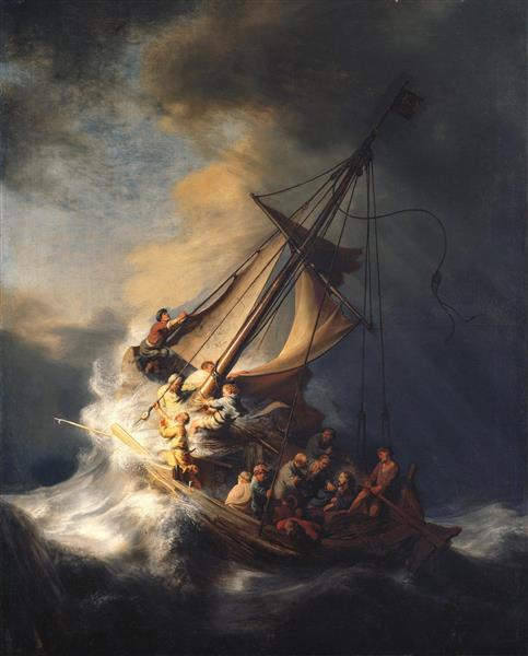 نقاشی مسیح در طوفان در دریای گالیل اثر رامبراند
