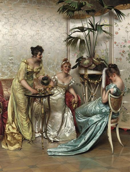 قصه های وقت چای خوری نقاشی اثر چارلز جوزف فردریک سولاکروا 