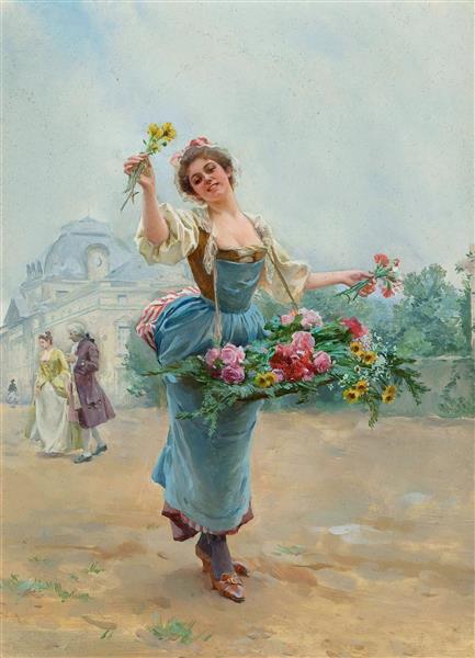 دختر گل فروش اثر لوئیس ماری دی شرایور نقاشی 
