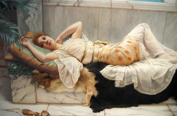 نقاشی دختری در حال استراحت اثر جان ویلیام گادوارد