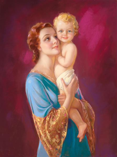 مادر و فرزند اثر ژول اربیت نقاشی 