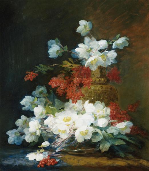 نقاشی طبیعت بی جان گلدان گل اثر چارلز اتین گورین 