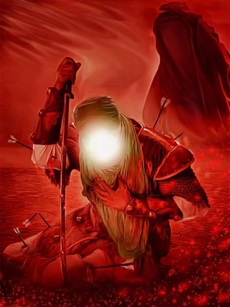 امام حسین شهید کربلا رنگ قرمز نقاشی دیجیتال اثر احسان شعبانی