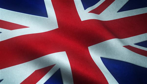 عکس نزدیک از پرچم واقع گرایانه پادشاهی متحده با بافت های جالب