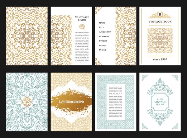 قاب های عربی طلای شرقی برای کارت ها و خطوط کارت پستال الگوهای طراحی