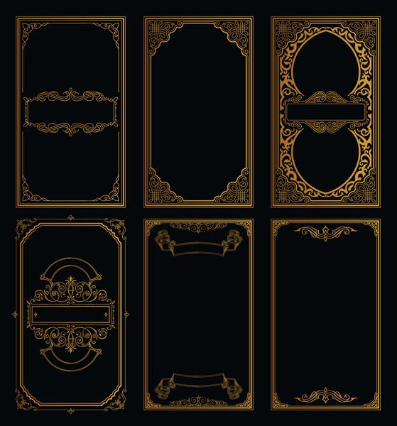 مجموعه کارت‌های قدیمی طلایی مد قدیمی قاب‌های خوشنویسی و حکاکی طرح را شکوفا می‌کند