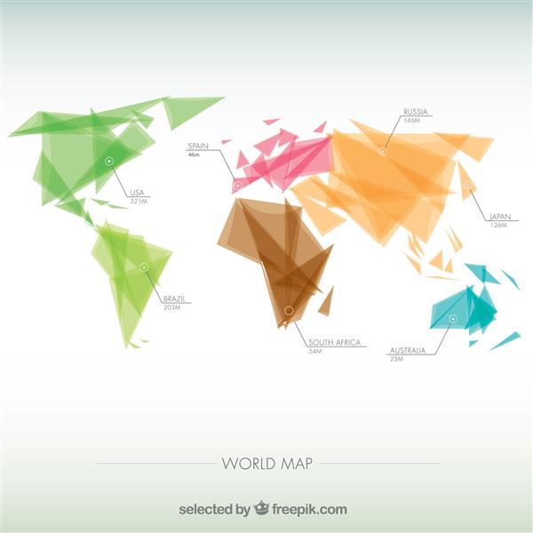 اینفوگرافیک نقشه جهان هندسی
