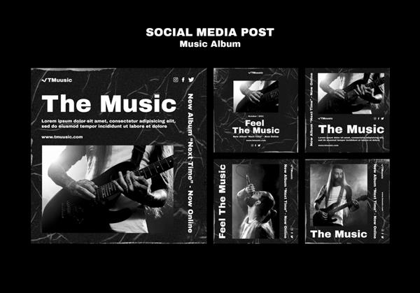 قالب پست های شبکه های اجتماعی آلبوم موسیقی