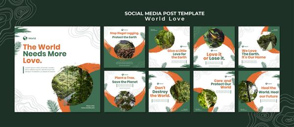 قالب طراحی پست شبکه های اجتماعی عشق جهانی