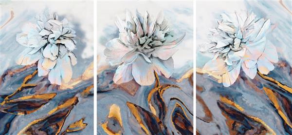 مجموعه ای از نقاشی های رنگ روغن طراحان دکوراسیون داخلی هنر انتزاعی مدرن روی بوم مجموعه ای از تصاویر با بافت های مختلف گل صد تومانی سفید