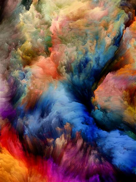 سریال ابرهای نقاشی شده روغن های دیجیتال رنگارنگ با موضوع خلاقیت و هنر