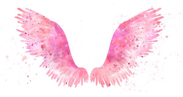 بالهای آبرنگ فرشته سحرآمیز صورتی