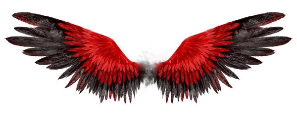 بال های قرمز جادویی زیبا با افکت آبرنگ کشیده شده است